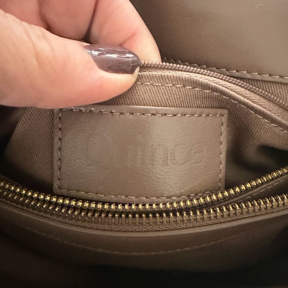 Quince Taupe Quilted Shoulder Bag Covertable Crossbody (larger size) - Picture 3 of 13